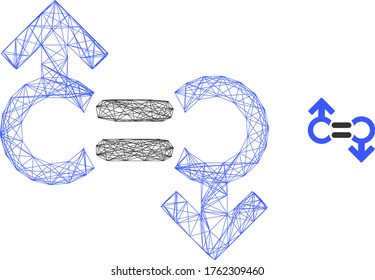 Icono vectorial de símbolo de canal web. Carcasa plana 2d creada a partir del pictograma del símbolo de relación gay. Resumen de la malla de la canal símbolo de relación gay poligonal. Red 2D de canales netos en formato vectorial,