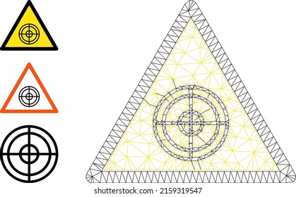 Web carcass target danger vector icon, and additional icons. Flat 2d carcass created from target danger pictogram. Abstract frame mesh polygonal target danger.
