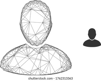Web carcass user vector icon. Flat 2d carcass created from user pictogram. Abstract frame mesh polygonal user. Net carcass flat mesh in eps vector format, on a white background.