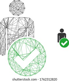 Web-Schlachtkörper gültige männliche Figur Vektorsymbol. Flat 2d Schlachtkörper, der aus einem gültigen männlichen Figurenpiktogramm hergestellt wurde. Abstrakte Rahmenmasche polygonal gültige männliche Figur. Netzrahmen-2D-Maschen im Vektor-EPS-Format,