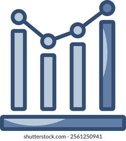 web chart graph vector icon, transparent background. replaceable blue color design