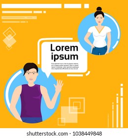 Web Chat Conversation Between Man And Woman, Social Media Messaging Flat Vector Illustration