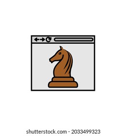 web, chess line colored icon. Signs and symbols can be used for web, logo, mobile app, UI, UX