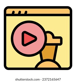 Web chess play icon outline vector. Online board. Computer bet color flat