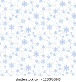 Web of Christmas snowflakes net seamless pattern. Great for winter holidays wallpaper, backgrounds, invitations, packaging design projects. Surface pattern design.