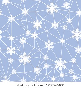Web of Christmas snowflakes seamless pattern. Great for winter holidays wallpaper, backgrounds, invitations, packaging design projects. Surface pattern design.