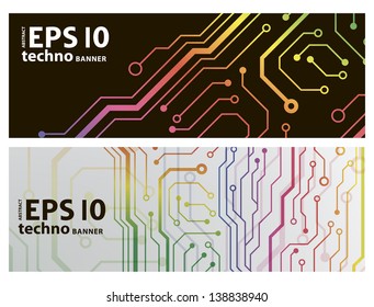 web circuit board techno banner. eps10 vector illustration