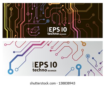 web circuit board techno banner. eps10 vector illustration