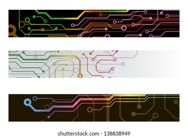 web circuit board techno banner. eps10 vector illustration