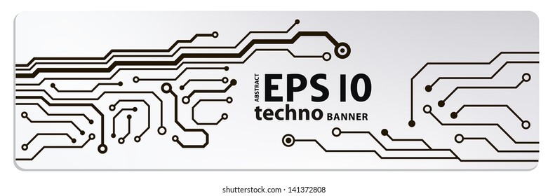 web circuit board techno banner. eps10 vector illustration