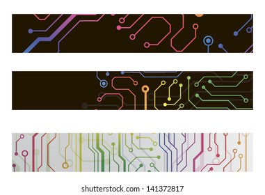 web circuit board techno banner. eps10 vector illustration