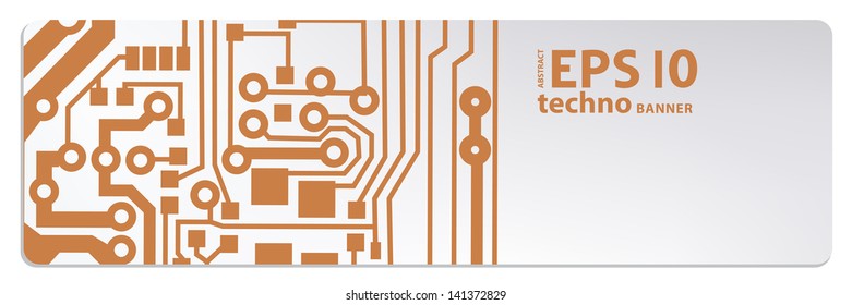 web circuit board techno banner. eps10 vector illustration
