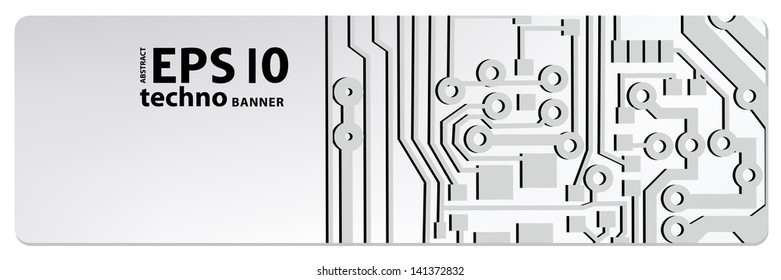 web circuit board techno banner. eps10 vector illustration