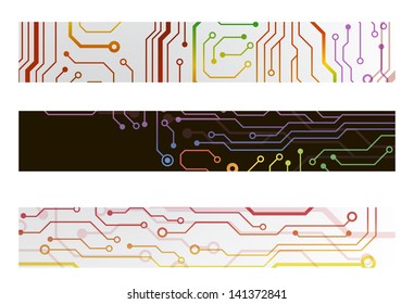 web circuit board techno banner. eps10 vector illustration