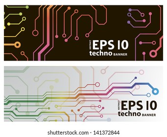web circuit board techno banner. eps10 vector illustration