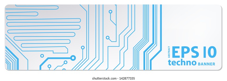 web circuit board techno banner. eps10 vector illustration