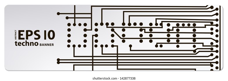 web circuit board techno banner. eps10 vector illustration