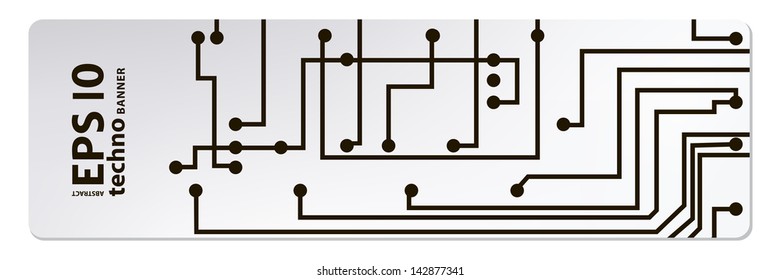 web circuit board techno banner. eps10 vector illustration