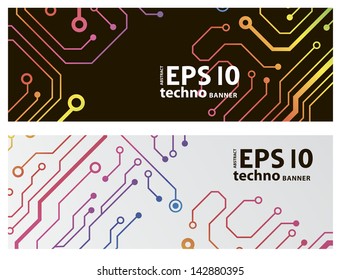 web circuit board techno banner. eps10 vector illustration