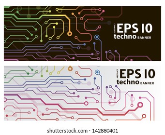 web circuit board techno banner. eps10 vector illustration