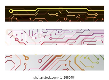 web circuit board techno banner. eps10 vector illustration