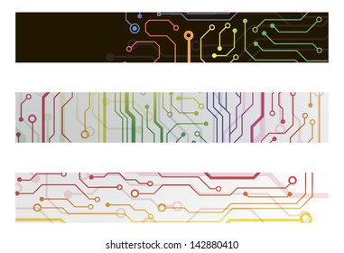 web circuit board techno banner. eps10 vector illustration