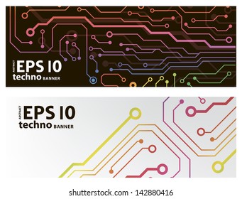 web circuit board techno banner. eps10 vector illustration