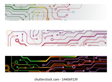 web circuit board techno banner. eps10 vector illustration
