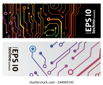 web circuit board techno banner. eps10 vector illustration
