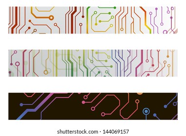 web circuit board techno banner. eps10 vector illustration