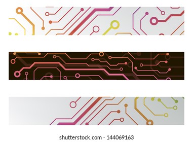 web circuit board techno banner. eps10 vector illustration