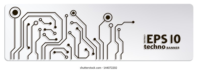 web circuit board techno banner. eps10 vector illustration
