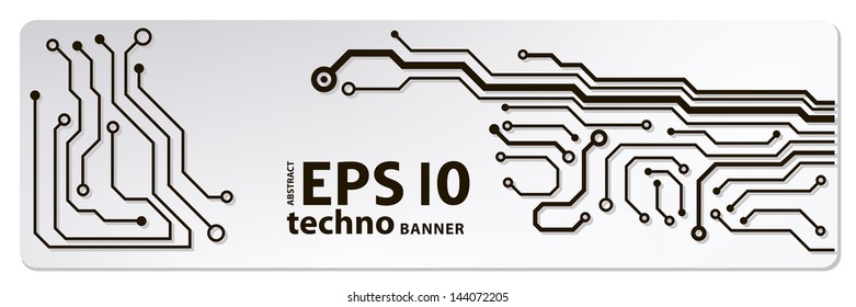 web circuit board techno banner. eps10 vector illustration