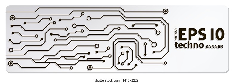 web circuit board techno banner. eps10 vector illustration