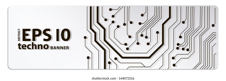web circuit board techno banner. eps10 vector illustration