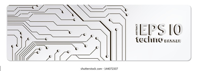 web circuit board techno banner. eps10 vector illustration