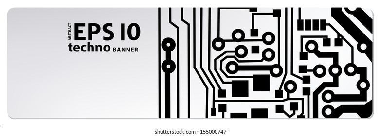 web circuit board techno banner. eps10 vector illustration 