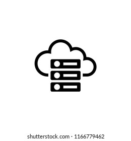 Web Cloud Computing Server, Hosting Database. Flat Vector Icon illustration. Simple black symbol on white background. Cloud Computing Server, Hosting sign design template for web and mobile UI element