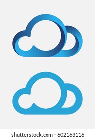 Web cloud. Logo for online service, storage. Box  in internet. Web start up symbol.