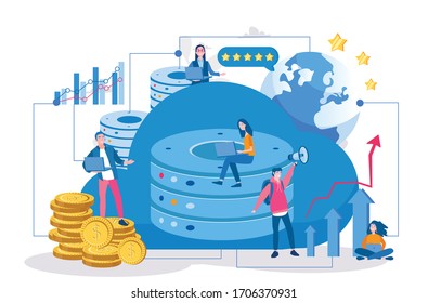 Web cloud technology business and networking. Vector illustration for web banner, infographics, mobile. Internet data services