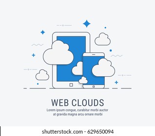 Web clouds. Flat modern vector illustration for web.