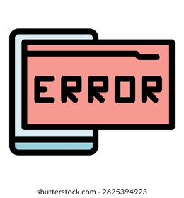 Web code error icon outline vector. Cms development. Html design color flat