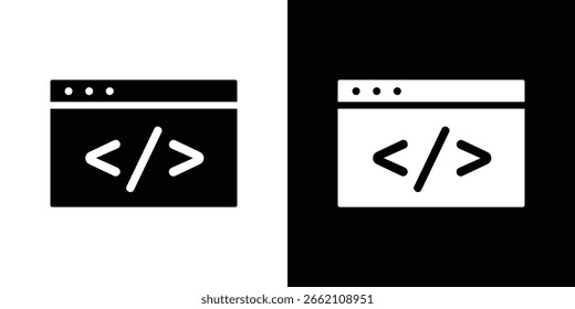 Ícone de Código da Web em conjunto de vetor sólido preto plano