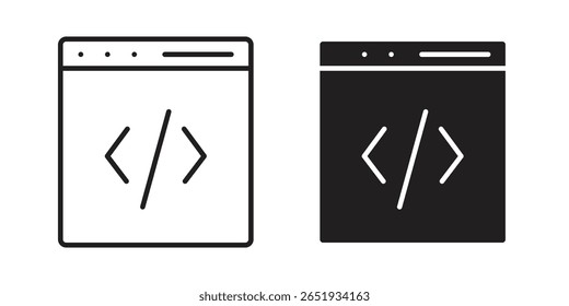 Web Code icon. Flat and stroke versions. Graphic elements.