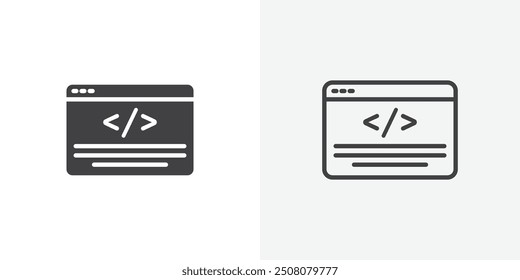 Web Code icon in solid and outlined style