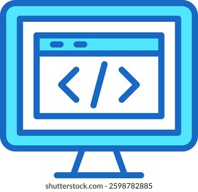 Web Coding Icon Blue Color Vector Illustration