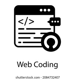 Web coding icon in modern solid style