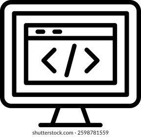 Web Coding Icon Outline Vector Illustration