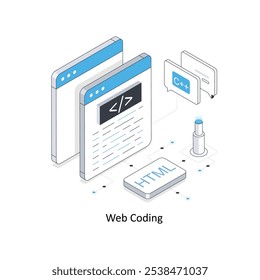 Web Coding isometrische Stockillustration EPS 10 Datei