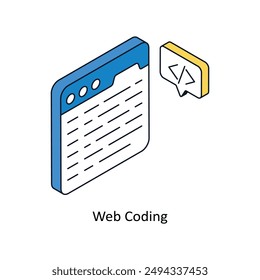 Web Coding Isometric style icon. Symbol on White background EPS 10 File
